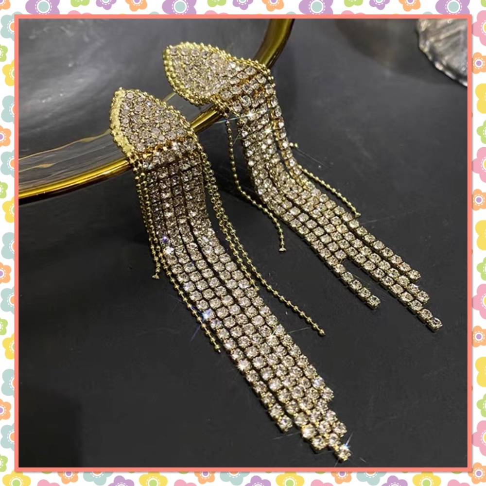 Gold-tone crystals earrings